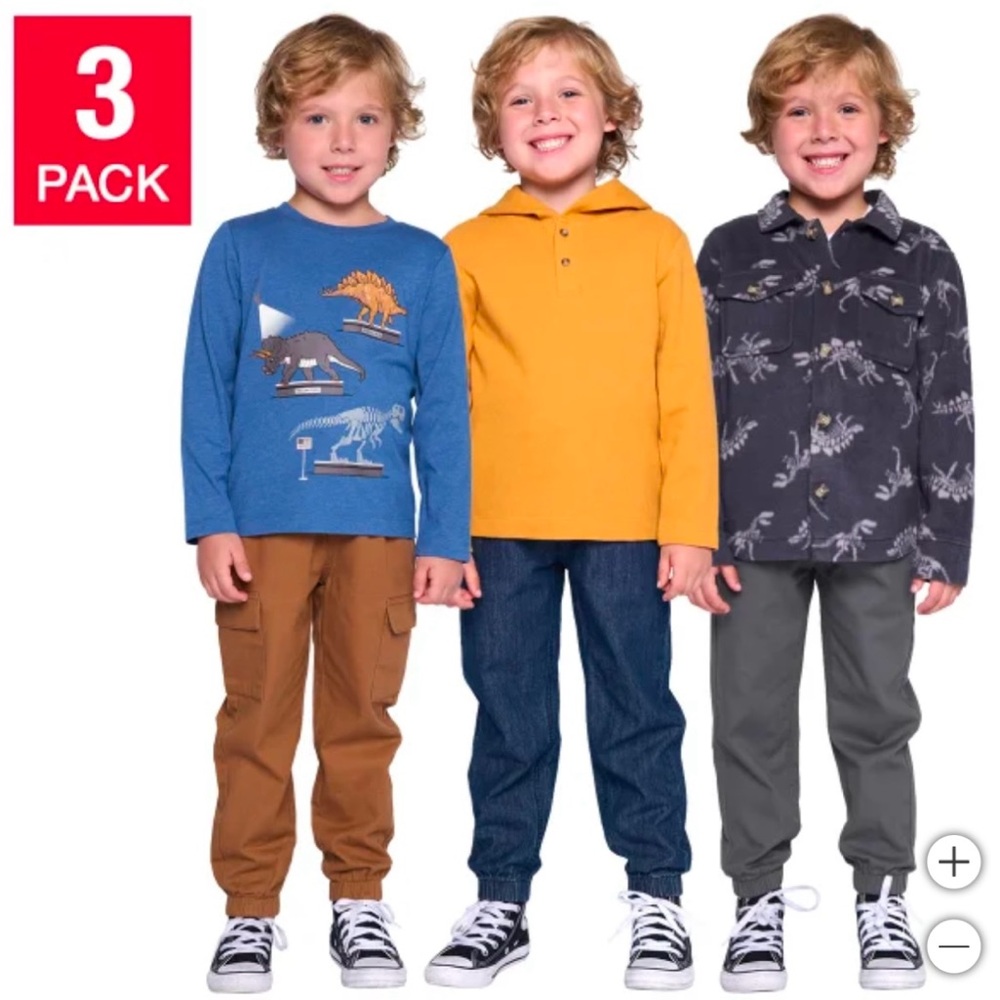 Pekkle Kids 3-Pack Long Sleeve Top Set